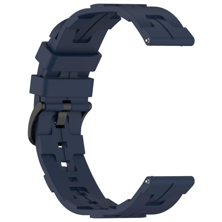 20mm Kalebol Solid Color Black Buckle Round Tail Silicone Watch Band(Navy Blue) by Kalebol