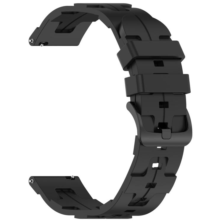 20mm Kalebol Solid Color Black Buckle Round Tail Silicone Watch Band(Black) by Kalebol