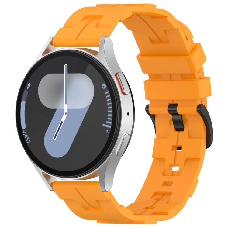 20mm Kalebol Solid Color Black Buckle Round Tail Silicone Watch Band(Yellow) by Kalebol