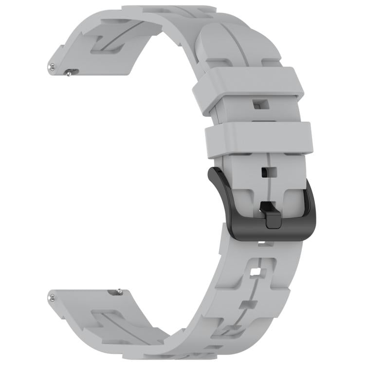 20mm Kalebol Solid Color Black Buckle Round Tail Silicone Watch Band(Grey) by Kalebol