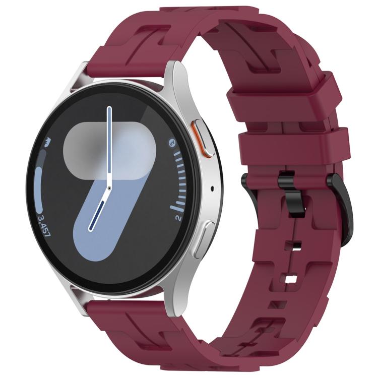 20mm Kalebol Solid Color Black Buckle Round Tail Silicone Watch Band(Wine Red) by Kalebol