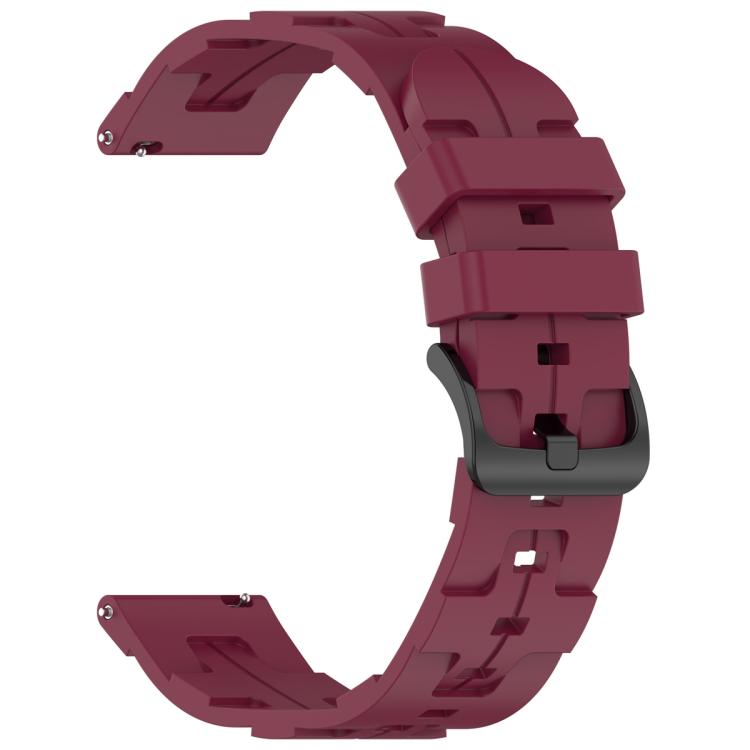 20mm Kalebol Solid Color Black Buckle Round Tail Silicone Watch Band(Wine Red) by Kalebol