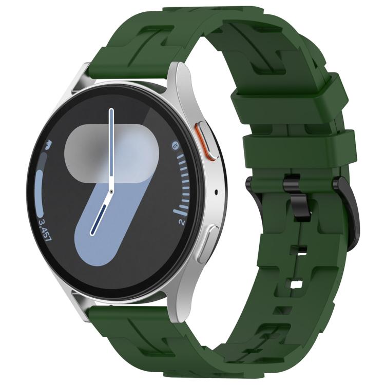 20mm Kalebol Solid Color Black Buckle Round Tail Silicone Watch Band(Army Green) by Kalebol