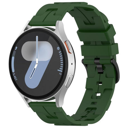 20mm Kalebol Solid Color Black Buckle Round Tail Silicone Watch Band(Army Green) by Kalebol