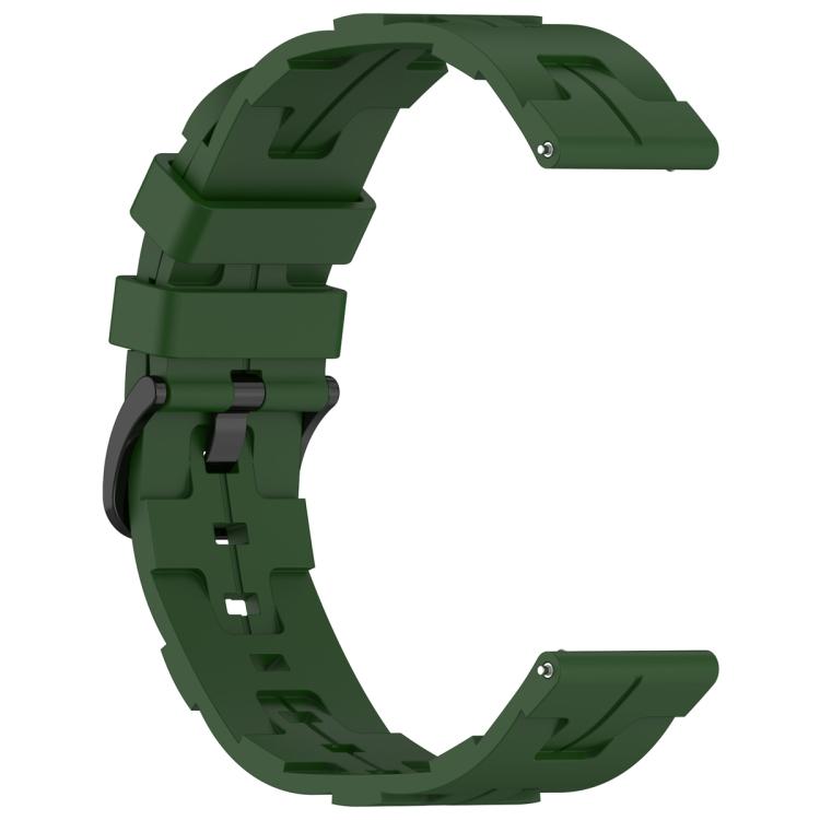 20mm Kalebol Solid Color Black Buckle Round Tail Silicone Watch Band(Army Green) by Kalebol