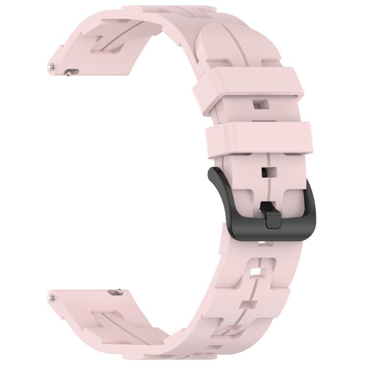 20mm Kalebol Solid Color Black Buckle Round Tail Silicone Watch Band(Rose Pink) by Kalebol