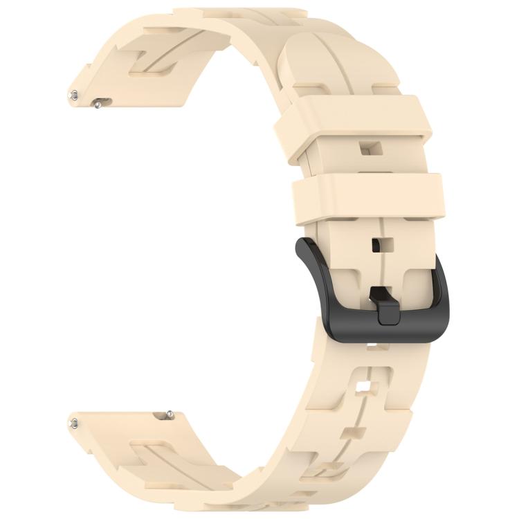 20mm Kalebol Solid Color Black Buckle Round Tail Silicone Watch Band(Cream Color) by Kalebol