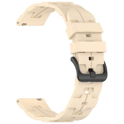 20mm Kalebol Solid Color Black Buckle Round Tail Silicone Watch Band(Cream Color) by Kalebol