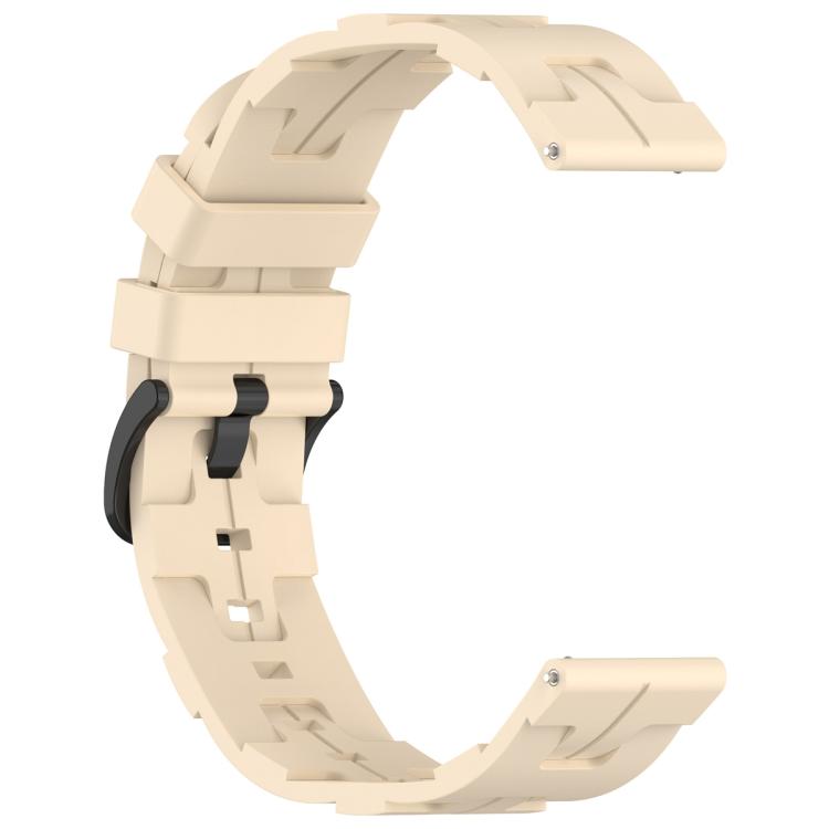 20mm Kalebol Solid Color Black Buckle Round Tail Silicone Watch Band(Cream Color) by Kalebol