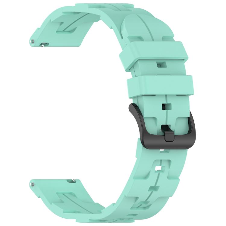 20mm Kalebol Solid Color Black Buckle Round Tail Silicone Watch Band(Teal) by Kalebol