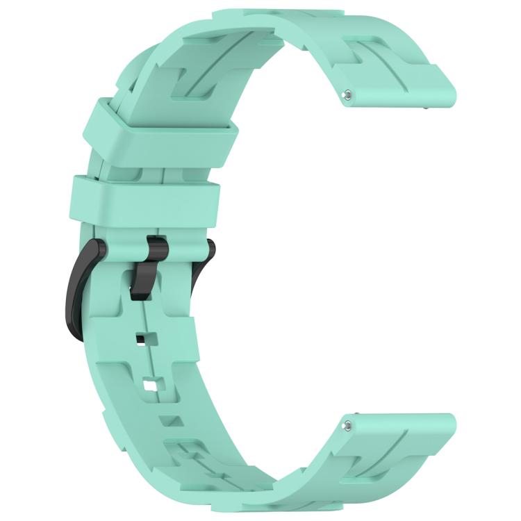 20mm Kalebol Solid Color Black Buckle Round Tail Silicone Watch Band(Teal) by Kalebol