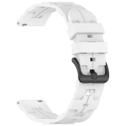 22mm Kalebol Solid Color Black Buckle Round Tail Silicone Watch Band(White) by Kalebol