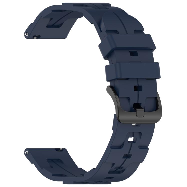22mm Kalebol Solid Color Black Buckle Round Tail Silicone Watch Band(Navy Blue) by Kalebol