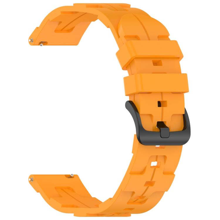 22mm Kalebol Solid Color Black Buckle Round Tail Silicone Watch Band(Yellow) by Kalebol