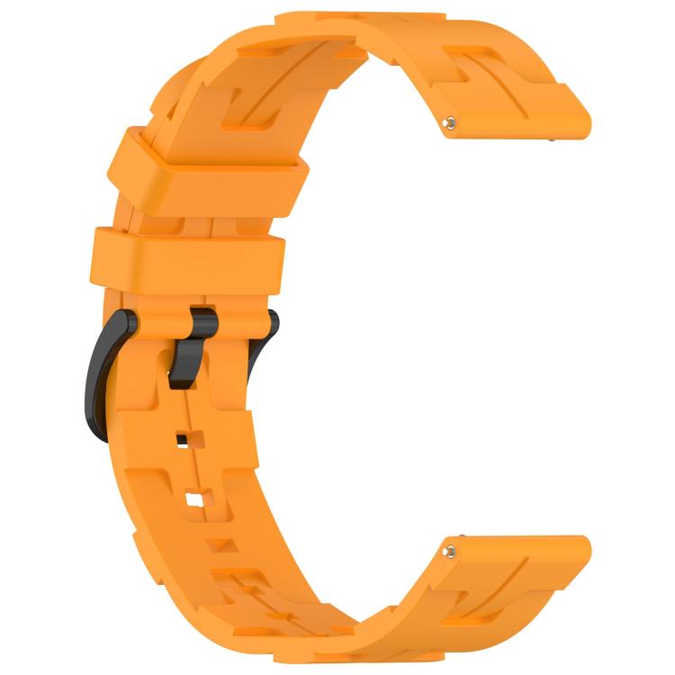 22mm Kalebol Solid Color Black Buckle Round Tail Silicone Watch Band(Yellow) by Kalebol