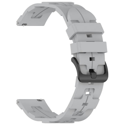 22mm Kalebol Solid Color Black Buckle Round Tail Silicone Watch Band(Grey) by Kalebol