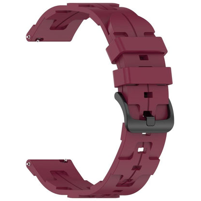 22mm Kalebol Solid Color Black Buckle Round Tail Silicone Watch Band(Wine Red) by Kalebol