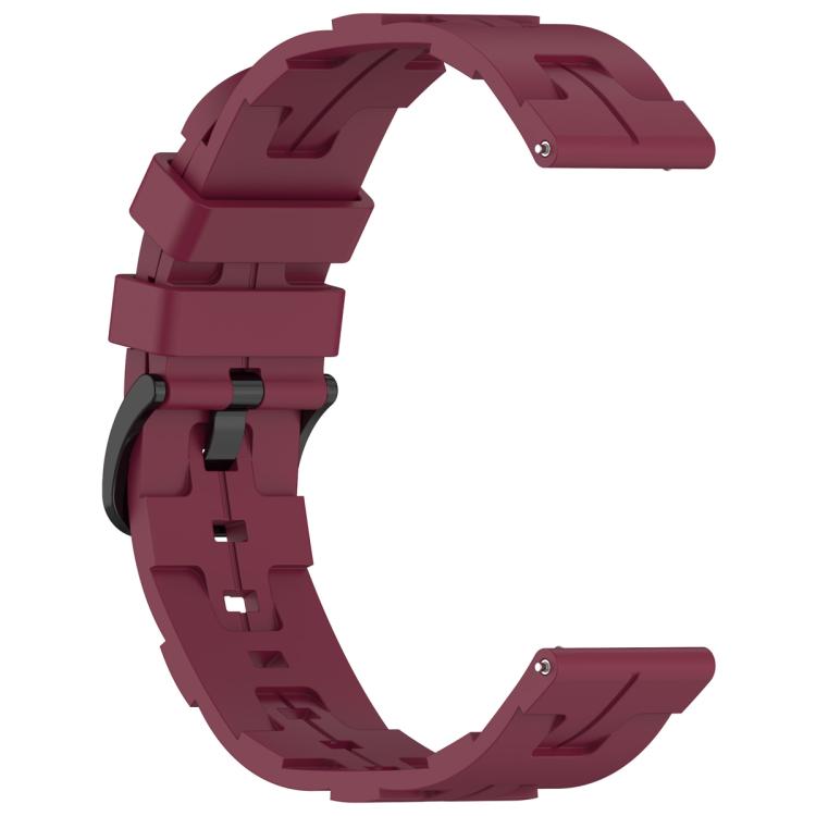 22mm Kalebol Solid Color Black Buckle Round Tail Silicone Watch Band(Wine Red) by Kalebol