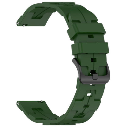 22mm Kalebol Solid Color Black Buckle Round Tail Silicone Watch Band(Army Green) by Kalebol