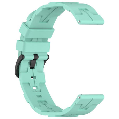 22mm Kalebol Solid Color Black Buckle Round Tail Silicone Watch Band(Teal) by Kalebol