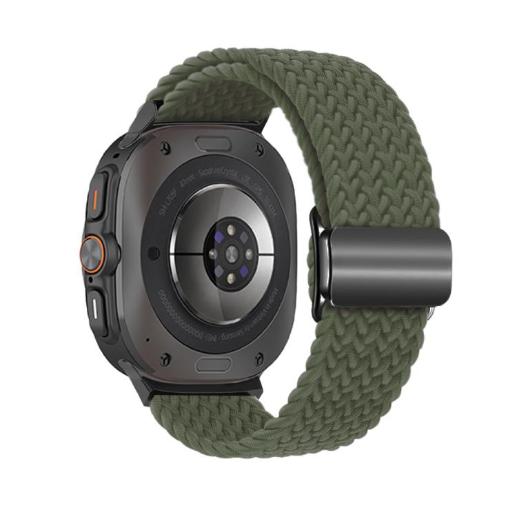 For Samsung Galaxy Watch Ultra 47mm / Ultra 2025 Kalebol Braided Loop Magnetic Black Buckle Watch Band(Dark Olive Green) by Kalebol