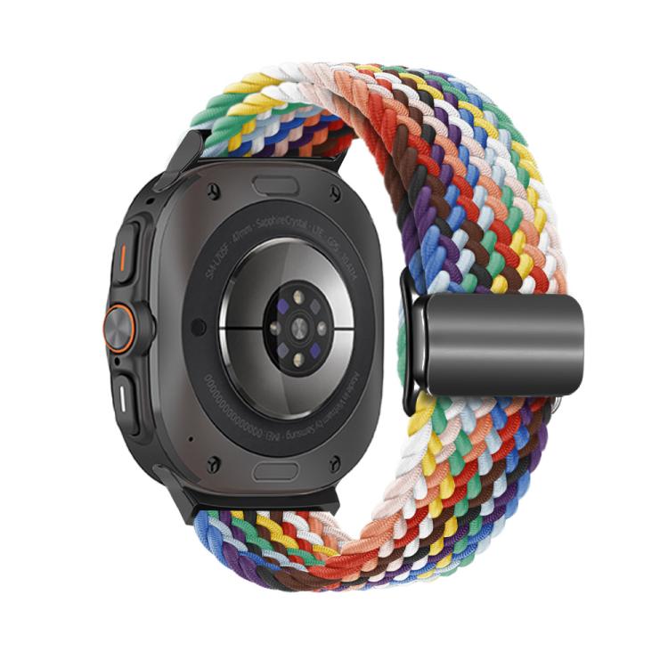 For Samsung Galaxy Watch Ultra 47mm / Ultra 2025 Kalebol Braided Loop Magnetic Black Buckle Watch Band(Official Rainbow) by Kalebol
