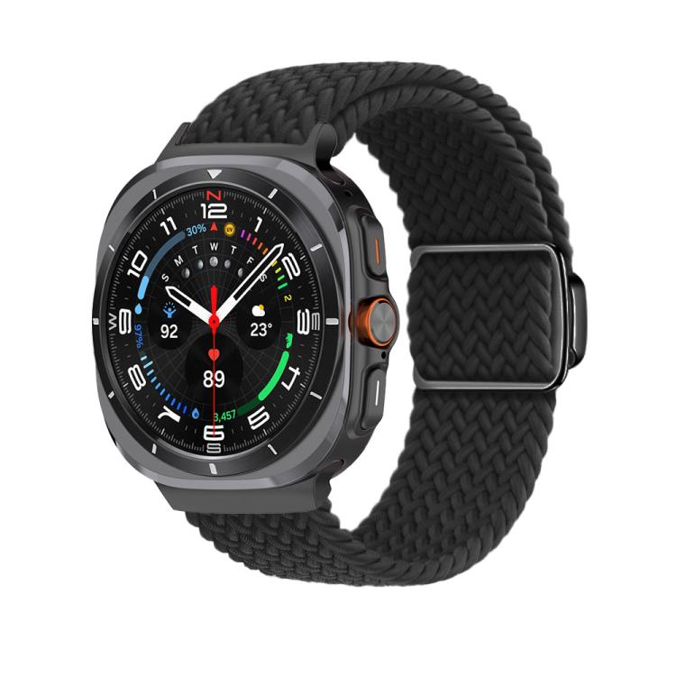 For Samsung Galaxy Watch Ultra 47mm / Ultra 2025 Kalebol Braided Loop Magnetic Black Buckle Watch Band(Black) by Kalebol