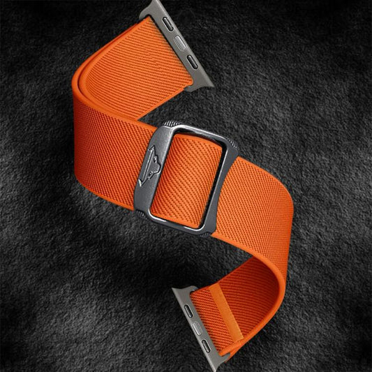 For Apple Watch 46mm / 49mm / 45mm / 44mm Kalebol Bull Bead Buckle Elastic Nylon Watch Band(Orange) by Kalebol
