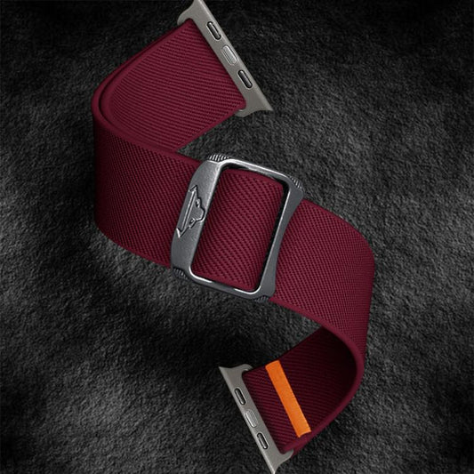 For Apple Watch 46mm / 49mm / 45mm / 44mm Kalebol Bull Bead Buckle Elastic Nylon Watch Band(Wine Red) by Kalebol