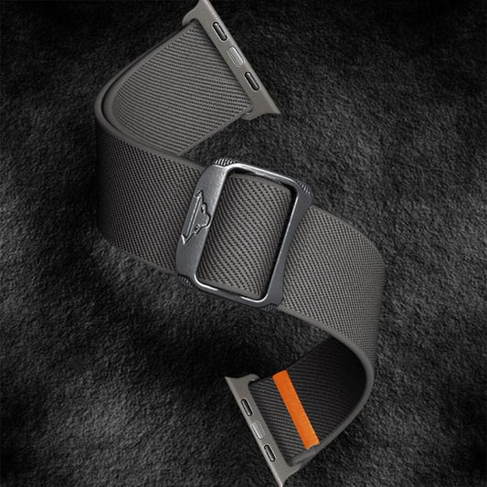 For Apple Watch 46mm / 49mm / 45mm / 44mm Kalebol Bull Bead Buckle Elastic Nylon Watch Band(Dark Grey) by Kalebol