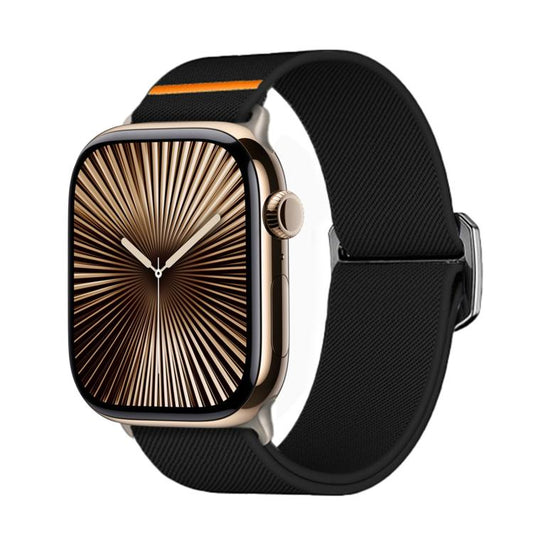 For Apple Watch 42mm / 41mm / 40mm / 38mm Kalebol Bull Bead Buckle Elastic Nylon Watch Band(Black) by Kalebol