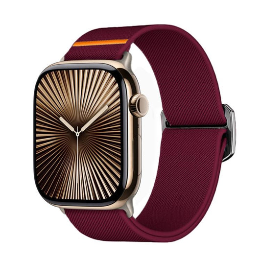 For Apple Watch 42mm / 41mm / 40mm / 38mm Kalebol Bull Bead Buckle Elastic Nylon Watch Band(Wine Red) by Kalebol