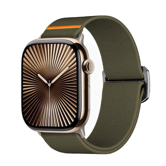 For Apple Watch 42mm / 41mm / 40mm / 38mm Kalebol Bull Bead Buckle Elastic Nylon Watch Band(Army Green) by Kalebol