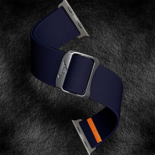 For Apple Watch 42mm / 41mm / 40mm / 38mm Kalebol Bull Bead Buckle Elastic Nylon Watch Band(Midnight Blue) by Kalebol