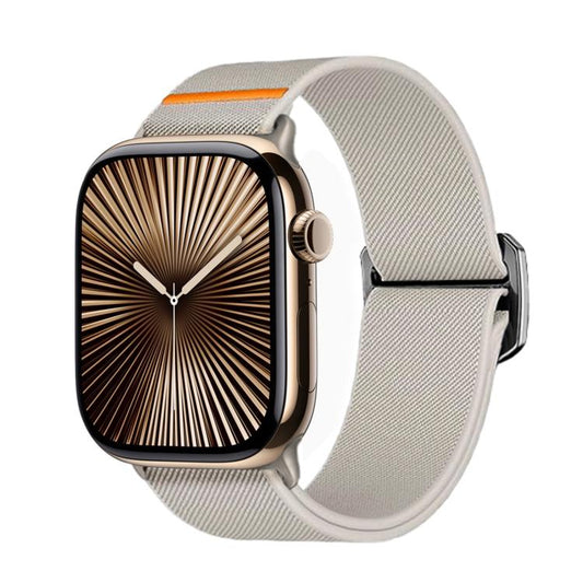 For Apple Watch 42mm / 41mm / 40mm / 38mm Kalebol Bull Bead Buckle Elastic Nylon Watch Band(Starlight) by Kalebol