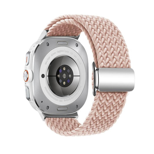 For Samsung Galaxy Watch Ultra 47mm / Ultra 2025 Kalebol Braided Loop Magnetic Silver Buckle Watch Band(Pink Sand) by Kalebol