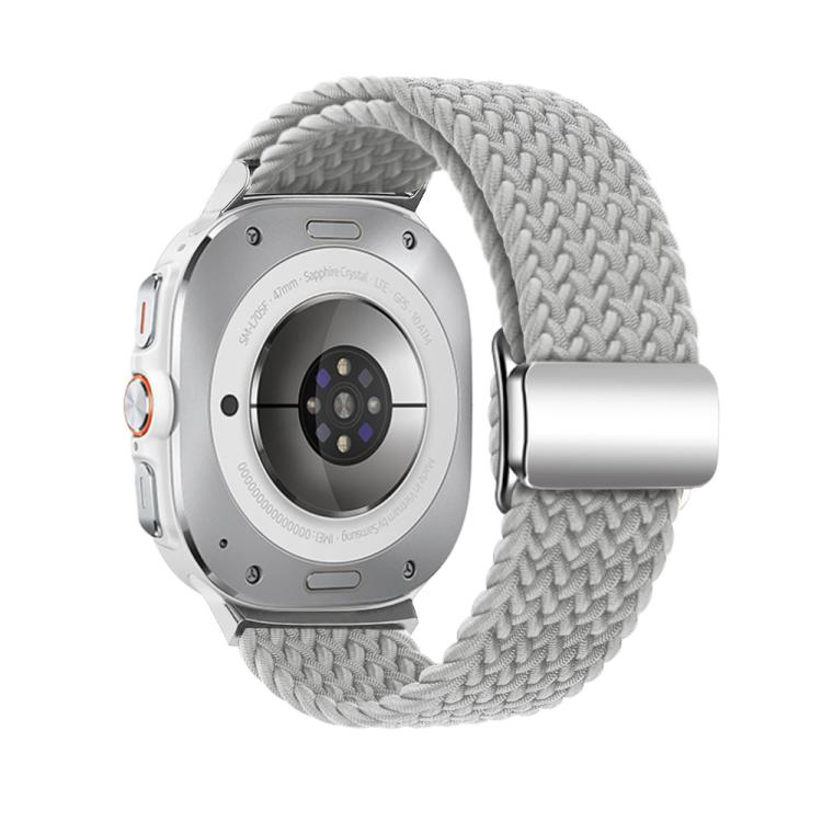 For Samsung Galaxy Watch Ultra 47mm / Ultra 2025 Kalebol Braided Loop Magnetic Silver Buckle Watch Band(Light Grey) by Kalebol