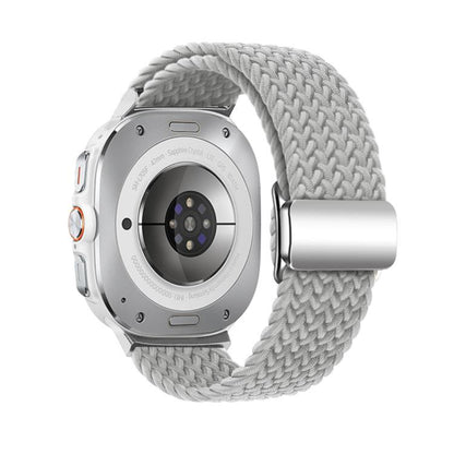 For Samsung Galaxy Watch Ultra 47mm / Ultra 2025 Kalebol Braided Loop Magnetic Silver Buckle Watch Band(Light Grey) by Kalebol