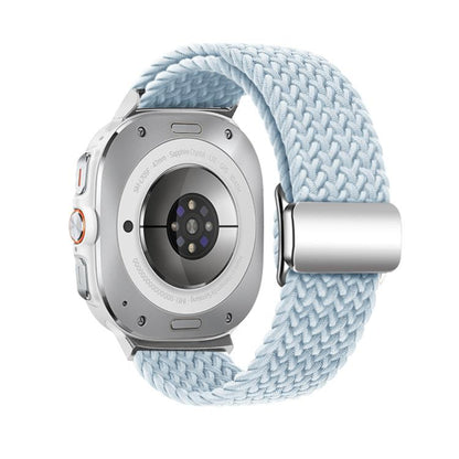 For Samsung Galaxy Watch Ultra 47mm / Ultra 2025 Kalebol Braided Loop Magnetic Silver Buckle Watch Band(Fog Blue) by Kalebol