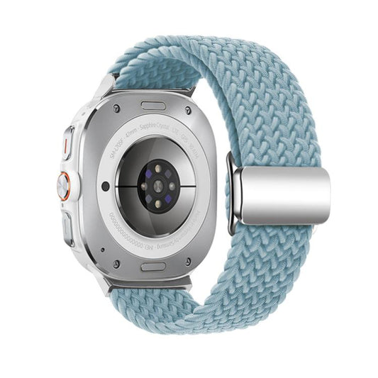 For Samsung Galaxy Watch Ultra 47mm / Ultra 2025 Kalebol Braided Loop Magnetic Silver Buckle Watch Band(Cyan-blue) by Kalebol
