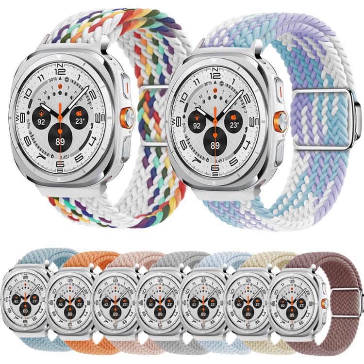 For Samsung Galaxy Watch Ultra 47mm / Ultra 2025 Kalebol Braided Loop Magnetic Silver Buckle Watch Band(Orange) by Kalebol