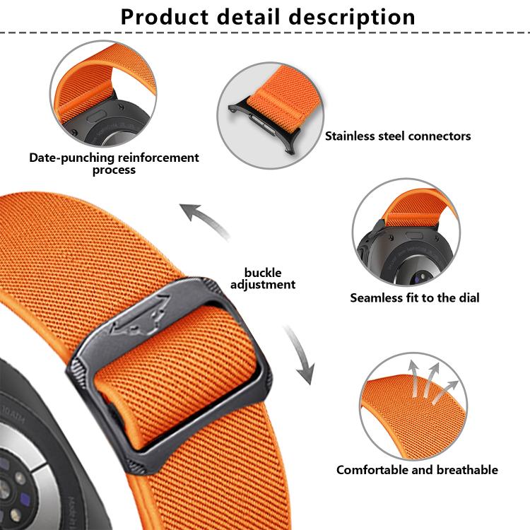 For Samsung Galaxy Watch Ultra 47mm / Ultra 2025 Kalebol Elastic Nylon Watch Band(Orange) by Kalebol