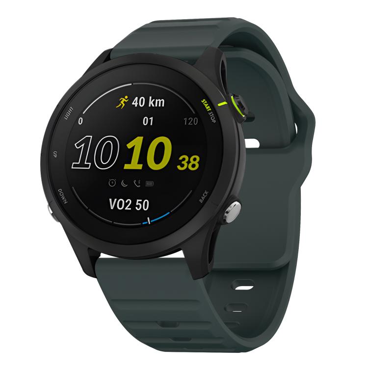 20mm Kalebol Wave Pattern Studded Buckle Silicone Watch Band(Dark Green) by Kalebol