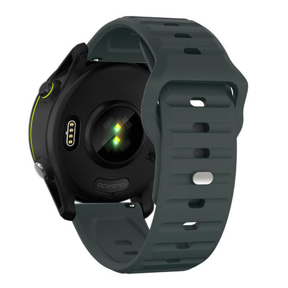 20mm Kalebol Wave Pattern Studded Buckle Silicone Watch Band(Dark Green) by Kalebol