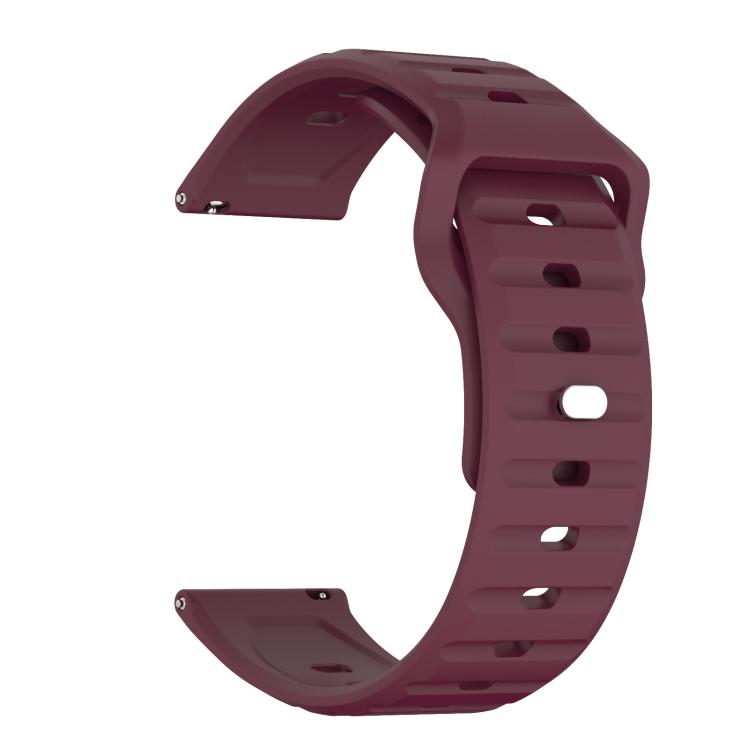 20mm Kalebol Wave Pattern Studded Buckle Silicone Watch Band(Wine Red) by Kalebol