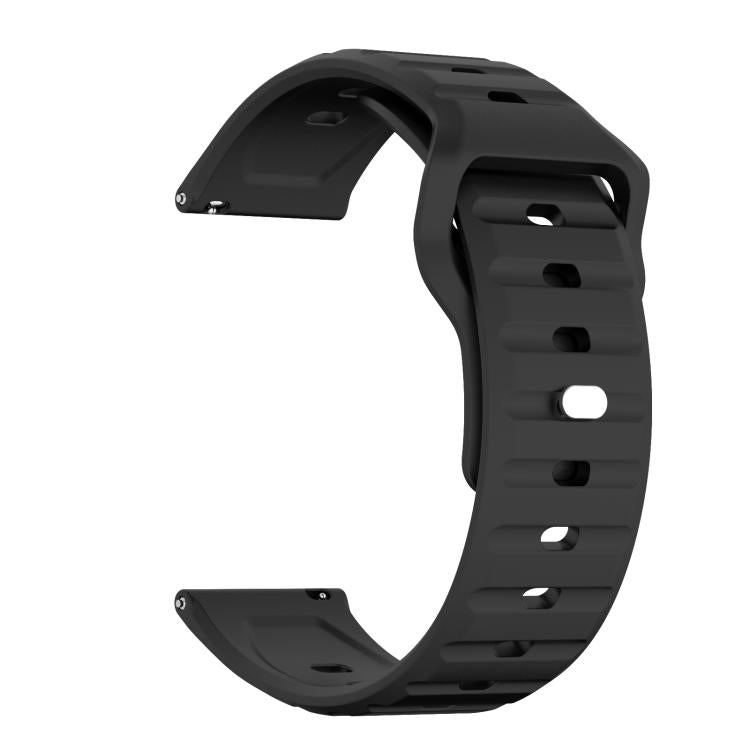 22mm Kalebol Wave Pattern Studded Buckle Silicone Watch Band(Black) by Kalebol