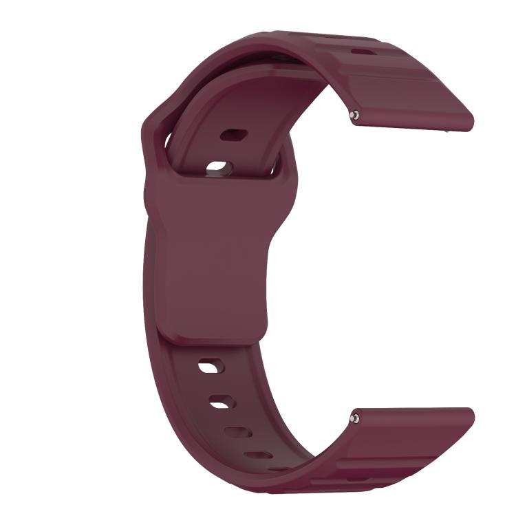 22mm Kalebol Wave Pattern Studded Buckle Silicone Watch Band(Wine Red) by Kalebol