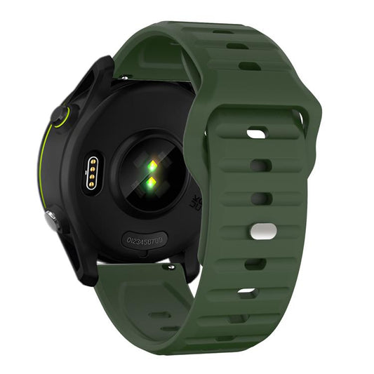 22mm Kalebol Wave Pattern Studded Buckle Silicone Watch Band(Army Green) by Kalebol