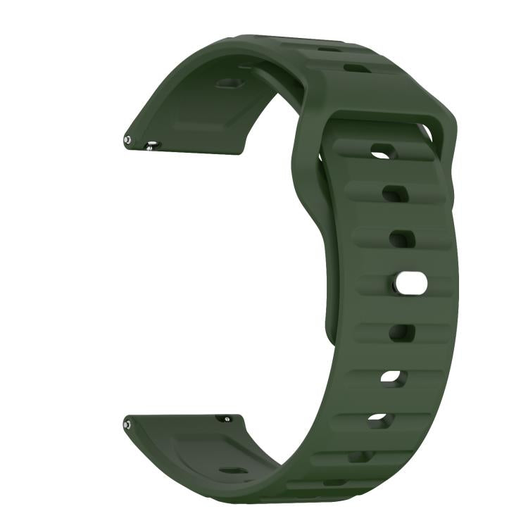 22mm Kalebol Wave Pattern Studded Buckle Silicone Watch Band(Army Green) by Kalebol