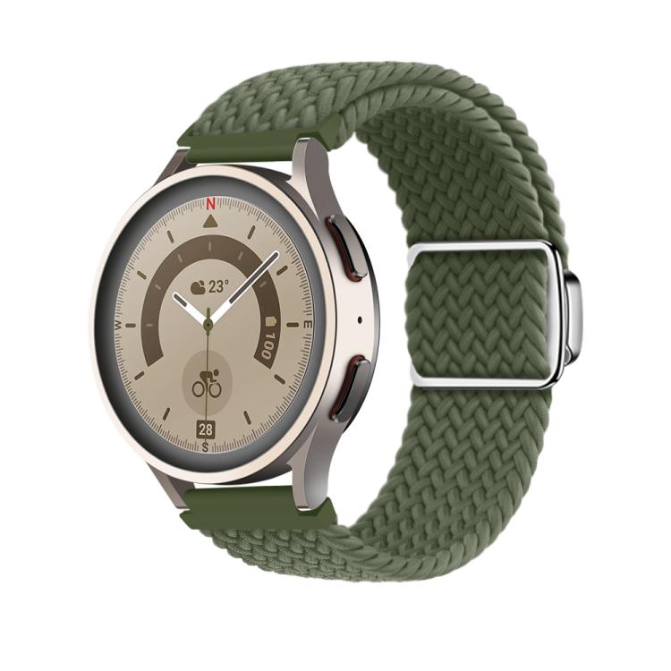 20mm Kalebol Nylon Braided Loop Magnetic Buckle Watch Band(Dark Olive Gree) by Kalebol